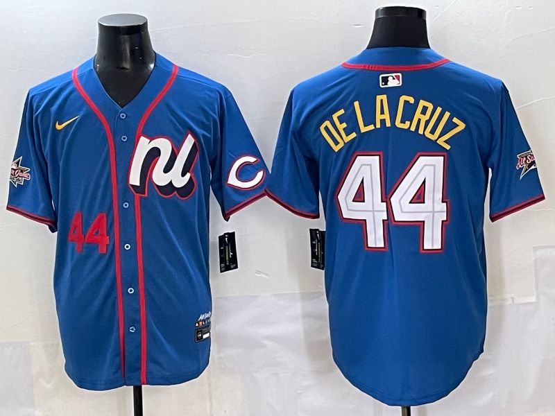Men 2025 Cincinnati Reds #44 De Lacruz Blue All star Nike MLB Jersey style 4